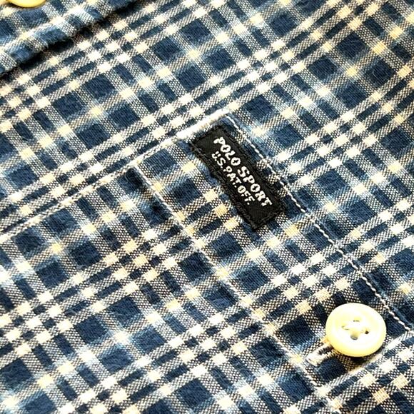 Ralph Lauren Sport Shirt Button Down Blue Check Medium - Picture 4 of 9